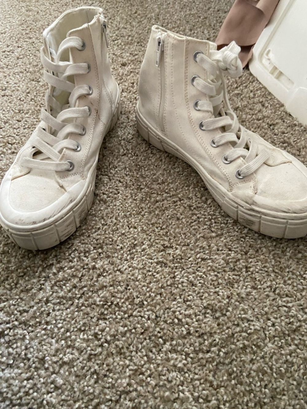 High-Top Canvas Platform Sneakers in Off-White